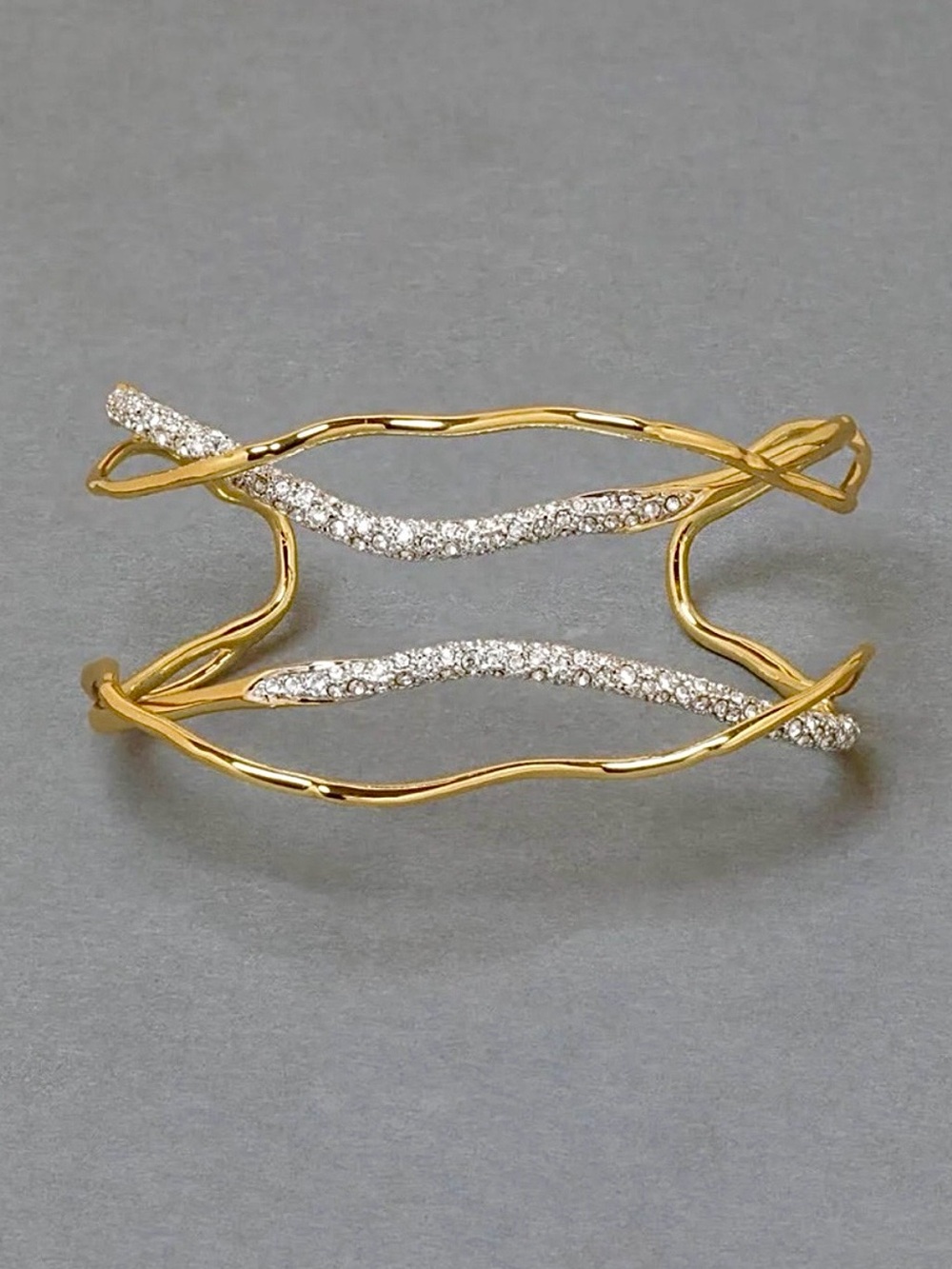 Alexis Bittar Solanales Gold Crystal Intertwined Cuff Bracelet (MSRP $345)